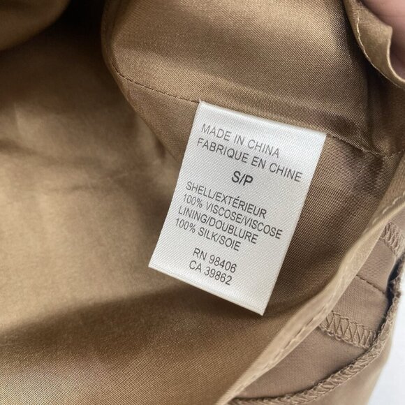 THEORY Size Small  Bark Brown BRIANI Silk Lined Single Knot Strap Relaxed Blouse - Picture 9 of 9